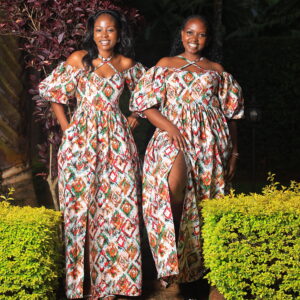 Adela African Print Maxi Dress Off-Shoulder